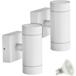 Lot de 2 appliques venice blanches ext�rieure double faisceau avec 4 ampoules led gu10 5w temp�rature ...