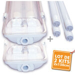 Arum lighting - lot de 2 bo�tiers 150 cm + 4 tubes 150 cm (r�glette pour garage, cave. . . ) temp�rature ...