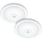 Lot de 2 plafonniers dtecteur de mouvement ip20 12w led clark blanc naturel temprature de couleur: ...