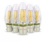 Lot de 5 ampoules led flamme filament 4w eq. 40w culot b22 blanc chaud 2700k