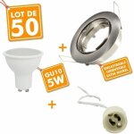 50 spot led encastrable complet acier bross� orientable avec ampoule gu10 5w eq 50w temp�rature de couleur: ...