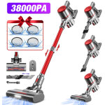 Aspirateur balai sans fil 38000pa 500w ? autonomie 55 min, 2 niveaux d?aspiration, bac 1, 3 l pour tapis ...
