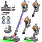 Aspirateur balai sans fil, aspirateur balai avec led verte, autonomie 60min, pour tapis, poils animaux, ...