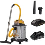 Aspirateur 20v sans fil eau et poussi�res cuve inox 20l + batterie lithium 2ah vito