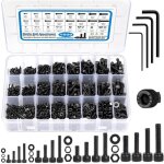 Assortiment de 1 600 vis m�triques m2 m3 m4 m5, vis � m�taux m�triques � t�te creuse hexagonale, �crous ...