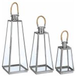 Atmosphera - lot de 3 lanternes exterieur 'v�rone' 73cm inox & verre
