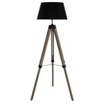 Lampadaire tr�pied bois 'runo' 145cm noir