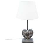 Atmosphera - lampe coeur en bois � poser 'prati' - gris / blanc - h 49 x d 25 cm - livraison gratuite ...