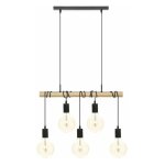 Lampe suspension 5 t�tes 'jake' 120cm noir