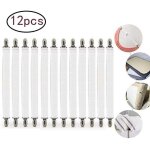 Attaches de draps r�glables , lot de 12 attaches �lastiques, blanches, avec pinces m�talliques, pour ...
