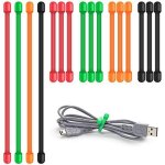 Attaches torsad�es lot de 16 serre - c�bles en silicone organisateur de cordons en caoutchouc r�utilisable ...