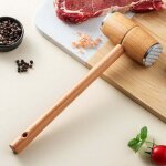 Attendrisseur � viande, maillet � viande, attendrisseur � viande, bois, m�tal, 25 cm, naturel