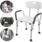Aufun chaise de douche hauteur rglable tabouret de douche avec accoudoir et dossier sige de bain antidrapan ...