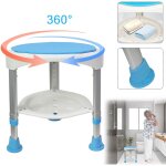 Aufun - tabouret de douche 45 - 57cm hauteur rglable et pivotant  360 sige de bain bleu aide  la ...