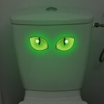 Autocollant r�fl�chissant ?il vert ? s�curit� nocturne, imperm�able, pour abattant wc / salle de bain ...