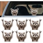 Autocollant voiture, 6 pcs petit raton laveur stickers voiture, sticker voiture exterieur raton laveur ...