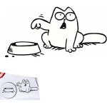 Autocollant pour voiture chat et gamelle, plusieurs couleurs