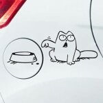 Autocollant pour voiture chat et gamelle, plusieurs couleurs