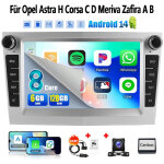 Autoradio android 14 carplay 4g gps 6 + 128g pour opel astra h vectra corsa c d bluetooth eq usb gps ...
