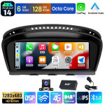 Autoradio apple carplay android 14 pour bmw s�rie 5 e60 e61 e90 gps bt wifi - 6 + 128g dab + mic cam