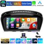 Autoradio apple carplay android 14 pour bmw s�rie 5 e60 e61 e90 gps bt wifi - 6 + 128g mic cam
