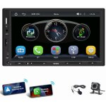 Autoradio double din 7 pouces avec apple carplay android auto usb / aux / fm 7 pouces 12led cam mic
