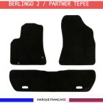 Tapis de voiture - sur mesure pour berlingo 2 / partner tepee (2008 - 2018) - 3 pices - tapis de sol ...