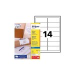 Avery - etiquettes adresses jet d'encre 99, 1 x 38, 1 mm j8163 - 100 - bote de 1400