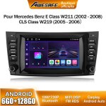 Awesafe 4g autoradio android 13 pour mercedes - benz classe e w211 classe gls w219 6go + 128go 8'' �cran ...