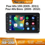 Awesafe autoradio android 13 pour alfa 159 brera spider 2go + 32go avec 7'' �cran tactile carplay android ...