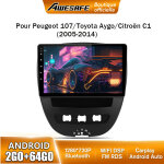 Awesafe autoradio android 13 pour peugeot 107 toyota aygo citroen c1 (2go + 64go) 10'' �cran avec carplay ...