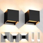 Axhup 2pcs applique murale exterieur interieur led, lampe murale 12w moderne noir ip65 lampe luminaire ...
