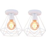Axhup - 2pcs lampe de plafond 20cm diamant plafonnier cage en mtal blanc luminaire pour balcon couloir ...