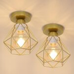 Axhup - 2x plafonnier industriel vintage, e27 suspension luminaire rtro design mtal cage, diamant fer ...