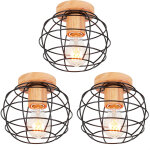 3 pack plafonnier vintage rétro luminaire industrielle en métal et bois e27 40w noir 3 pack plafonnier vintage rétro luminaire industrielle en métal et bois e27 40w noir