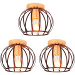3pcs plafonnier vintage rtro en bois lampe de plafond e27 luminaire pour couloir escalier salon noir ...
