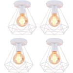 Axhup - 4pcs lampe de plafond 20cm diamant plafonnier cage en m�tal blanc luminaire pour balcon couloir ...