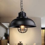 Axhup - r�tro vintage lustre suspension industrielle e27 33cm plafonnier abat - jour en m�tal luminaire ...