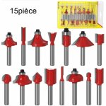 15pcs 6. 35mm tige fraises  dfoncer kit coffret fraise pour defonceuse en carbure de tungstne outil ...