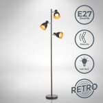 B. k. licht - lampadaire design m�tal 3 spots noir - dor� vintage retro spots orientables pivotables
