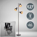 B. k. licht - jamais utilis] lampadaire led vintage, lampe  pied design rtro, 3 spots orientables, ...