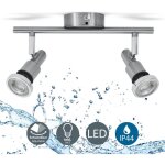B. k. licht - plafonnier led 2 spots orientables ip44, m�tal nickel mat chrom�, gu10 5w incluses, 400lm ...