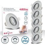 B. k. licht - set de 5 spots led encastrables 230v, spot led orientable pour salle de bain ip65, spots ... B. k. licht - set de 5 spots led encastrables 230v, spot led orientable pour salle de bain ip65, spots ...