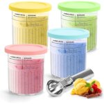 Bacs � cr�me glac�e pour ninja creami, lot de 4 r�cipients � cr�me glac�e avec couvercles et cuill�res, ...