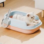 Bac � liti�re pour chat 52 36 16 cm semi ouverte anti - �claboussure - bac � liti�re pour chat avec rebord ...
