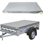 Bâche plate pour remorque - 21412213cm - 420 d - Étanche à la poussière - pour remorque de 750 kg - gris ... Bâche plate pour remorque - 21412213cm - 420 d - Étanche à la poussière - pour remorque de 750 kg - gris ...