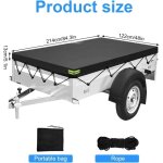 Bache remorque 214 x 122 x 13 cm, bache pour remorque avec corde b�che, en tissu oxford 420d, imperm�able, ...