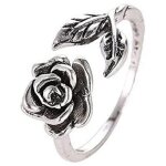Bague - zhuodike - fleur de rose - argent - taille ajustable - femme