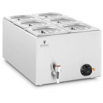 Helloshop26 - bain - marie - 600 watts - 6 x gn 1 / 6 - robinet de vidange
