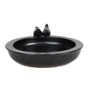 Bain d'oiseaux moyen mod�le en c�ramique anthracite